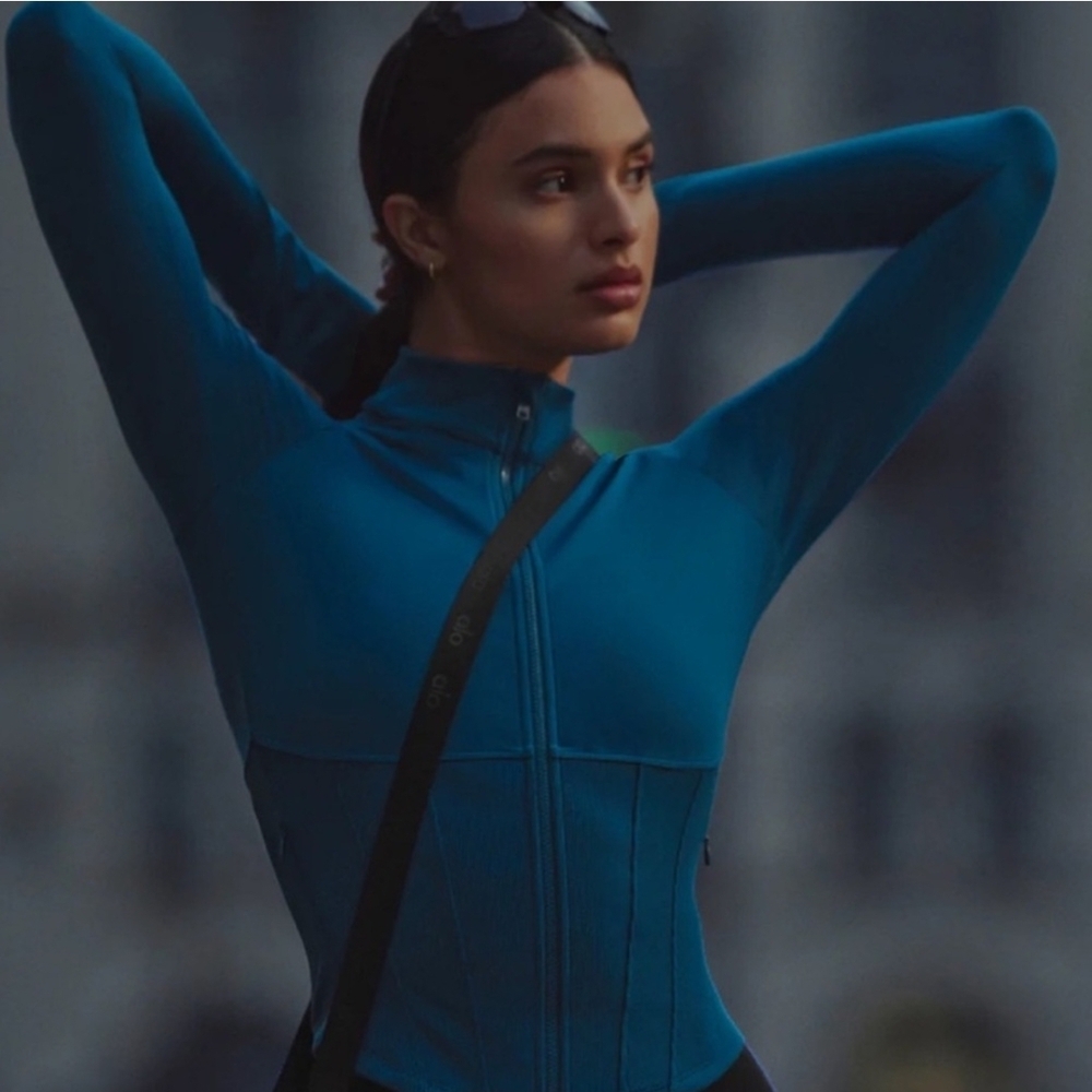 ALO Yoga Airbrush Corset Full Zip Jacket - Eclipse Blue - Eclipse Blue / SAirbru